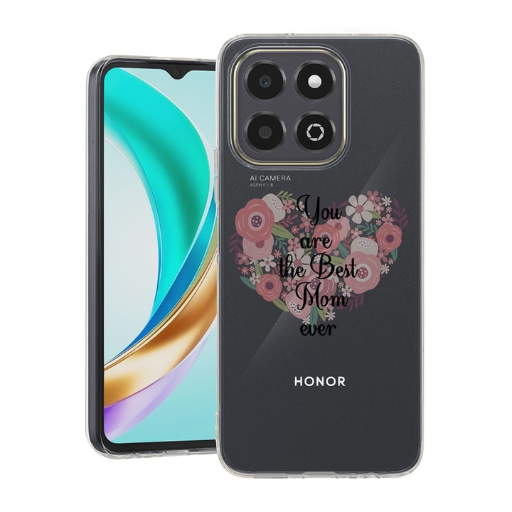 BestCase® Átlátszó vékony szilikon tok Honor X6c-vel kompatibilis, Best Mom Ever, 3119582 T 30