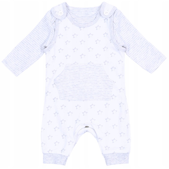 Compleu Bebelusi Early Days, Gri/Alb, Bumbac, 80 CM