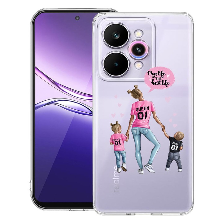 BestCase® Átlátszó vékony szilikon tok Realme 15 / 15 Pro, Anya élete fiú és lány, 3119585 T 557