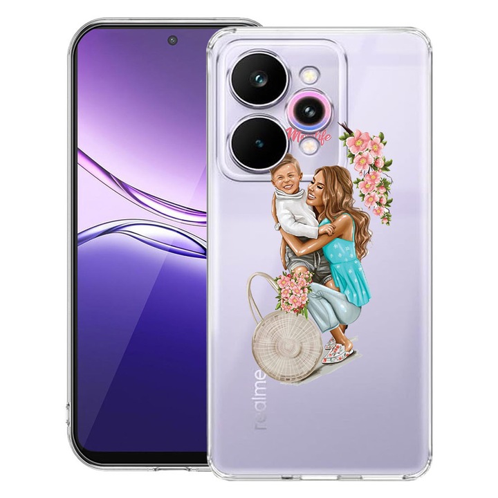 BestCase® Átlátszó vékony szilikon tok Realme 15 / 15 Pro telefonhoz, Mom Life With a Boy, 3119585 T 559