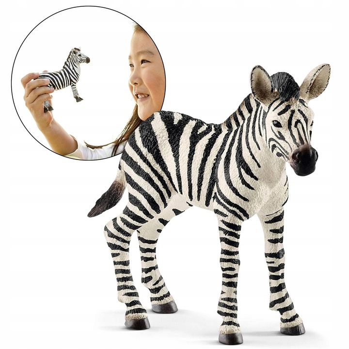 Figurina Pui de Zebra Schleich Wild Life, Alb-Negru, 7.6x2.2x7cm, Jucarie Educationala pentru Copii Peste 3 Ani
