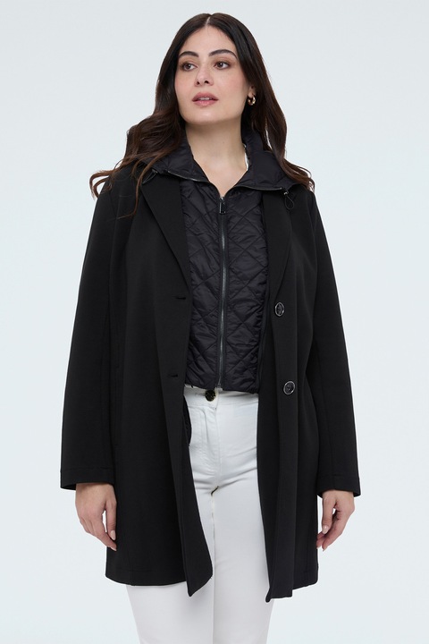 Fiorella Rubino, Palton cu jacheta interioara detasabila matlasata, Negru