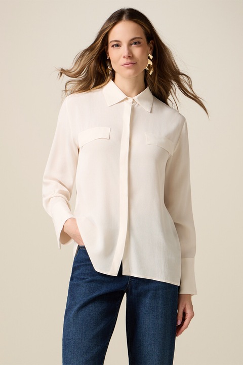 Oltre, Camasa regular-fit cu nasturi, Alb