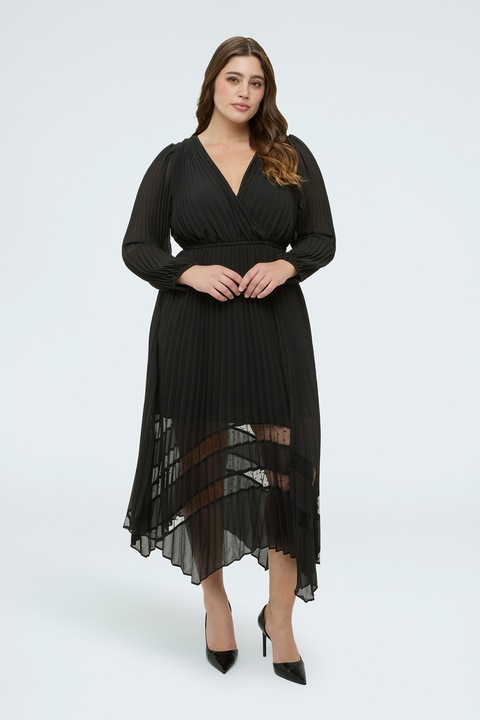 Fiorella Rubino, Rochie cu maneci lungi si decolteu in V, Negru