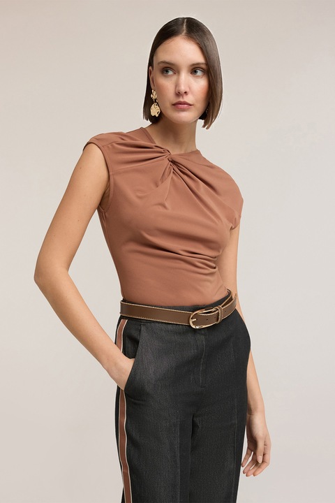 Motivi, Bluza uni cu decolteu la baza gatului, Maro camel