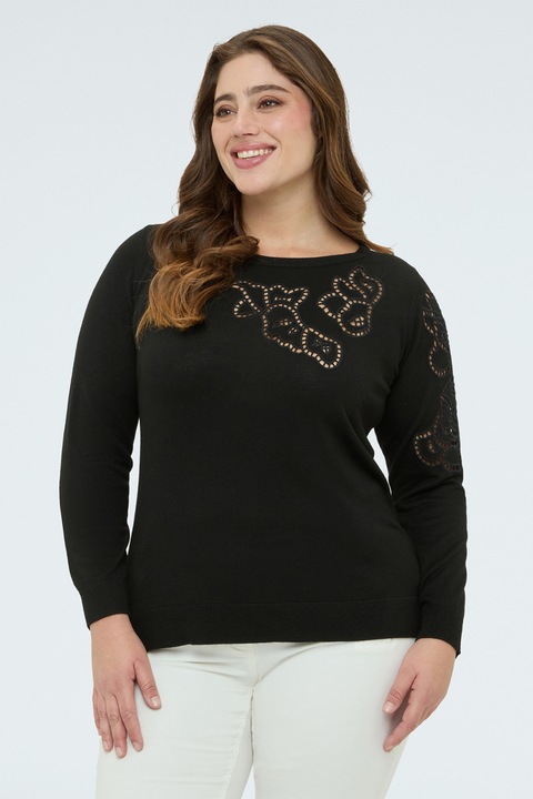 Fiorella Rubino, Pulover striat cu decupaje, Negru