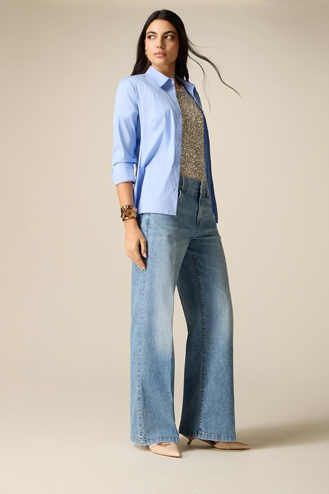 Oltre, Blugi cu croiala ampla, dreapta si aspect decolorat, Albastru deschis