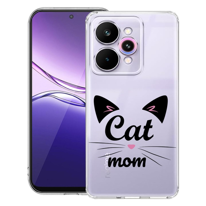 BestCase® Átlátszó vékony szilikon tok Realme 15 / 15 Pro kompatibilis, Macska Anya, 3119585 T 1850