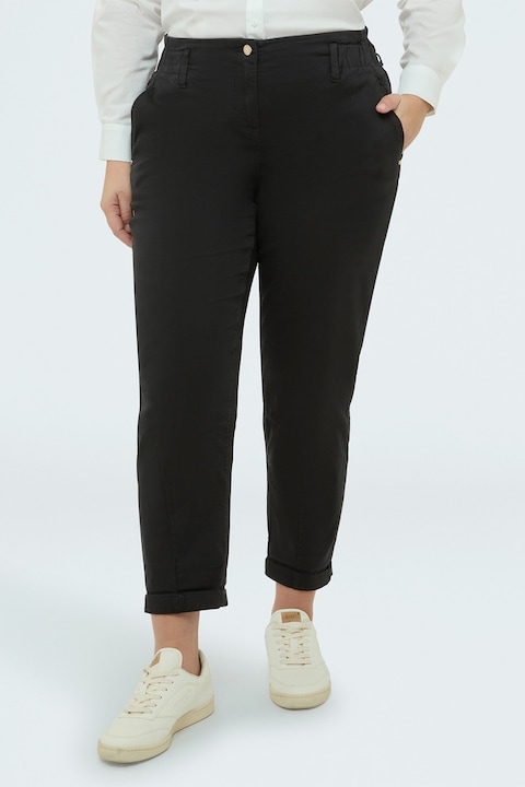 Fiorella Rubino, Pantaloni crop cu talie elastica, Negru
