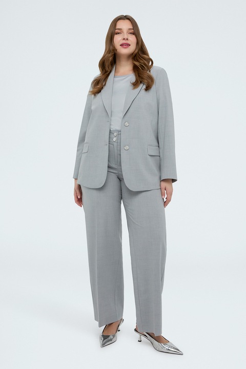 Fiorella Rubino, Sacou cu revere decupate si buzunare cu clapa, Gri deschis