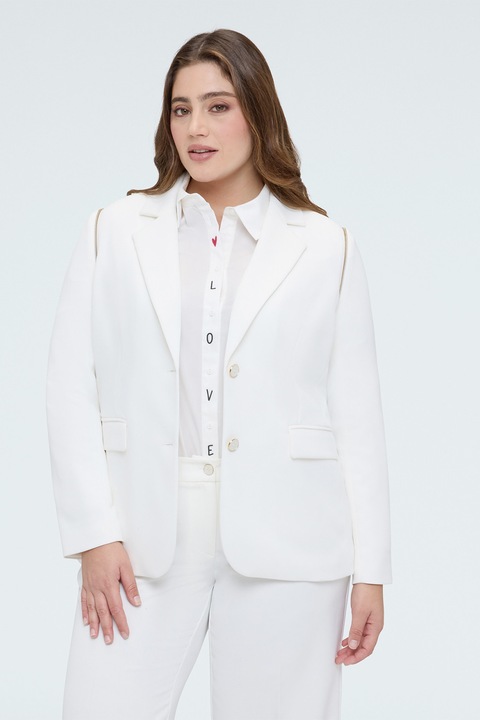 Fiorella Rubino, Sacou cu buzunare cu clapa si fermoare pe umeri, Alb