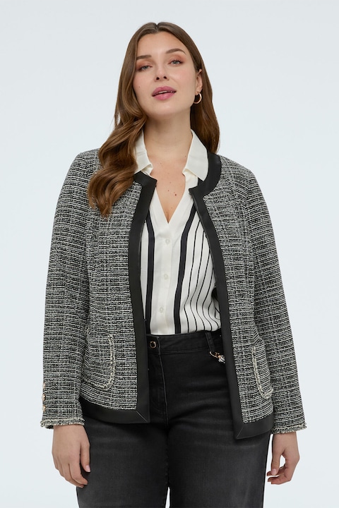 Fiorella Rubino, Sacou cu garnituri din piele sintetica, Alb/Negru