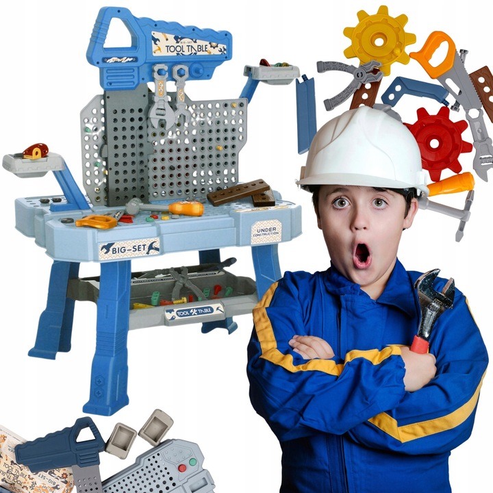 Atelier de Mesterit, set complet cu 185 piese, banc de lucru multifunctional, scule realiste, 71x50x42cm, Mega Creative