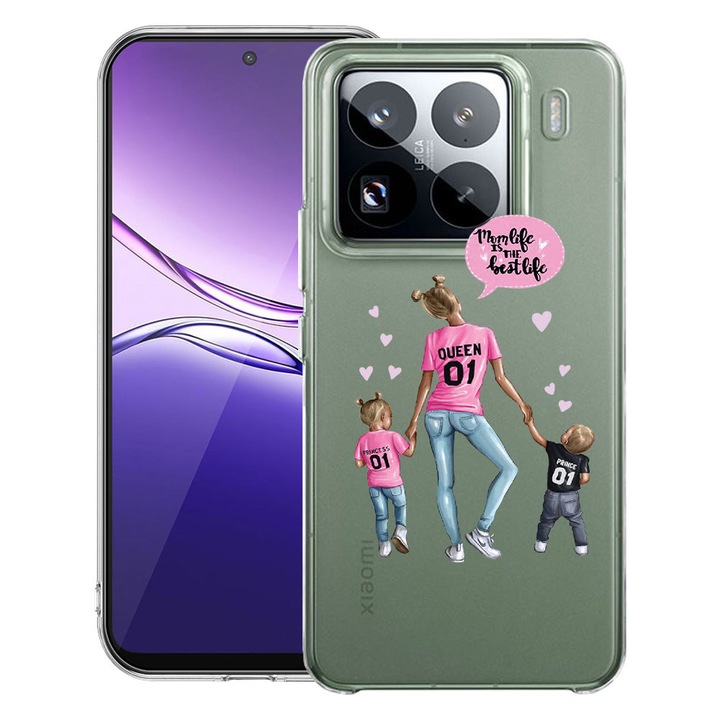 BestCase® Átlátszó vékony szilikon tok Xiaomi 15-tel kompatibilis, Mom Life Boy And Girl, 2099961 T 557