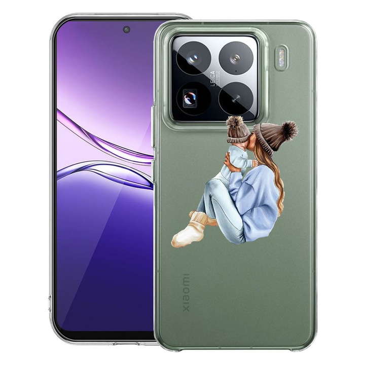 BestCase® Átlátszó vékony szilikon tok Xiaomi 15 Pro-val kompatibilis, Lányanya fiúval, 2099962 T 562