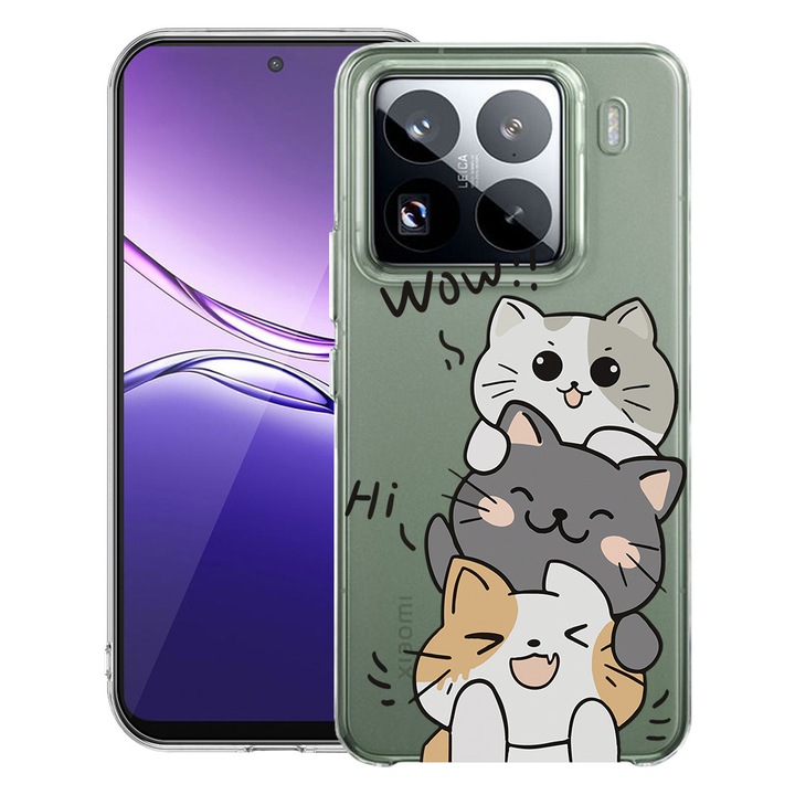 BestCase® Átlátszó vékony szilikon tok Xiaomi 15-tel kompatibilis, Cat Wow, 2099961 T 1855
