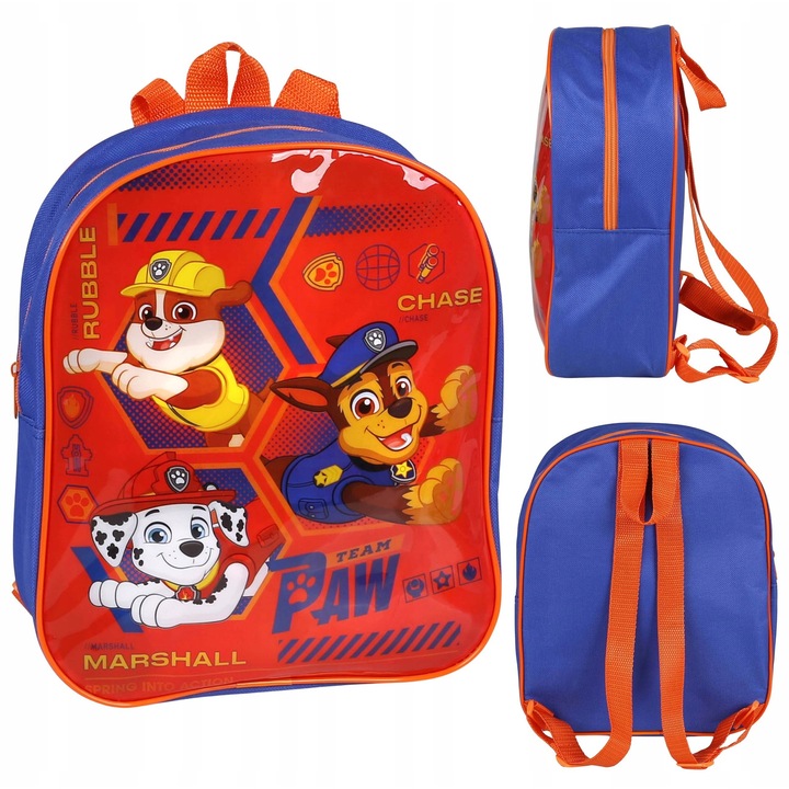 Rucsac Mic PSI PATROL, Chase, Rubble, Marshall, Bretele Ajustabile, Albastru si Rosu, 24x29 cm