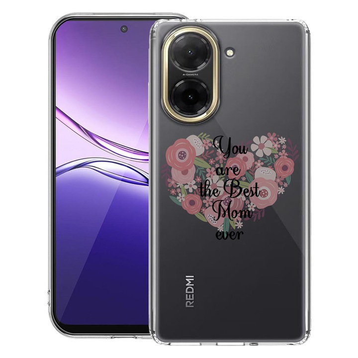 BestCase® Átlátszó vékony szilikon tok Xiaomi Redmi A5-tel kompatibilis (171 mm), Best Mom Ever, 3128371 T 30