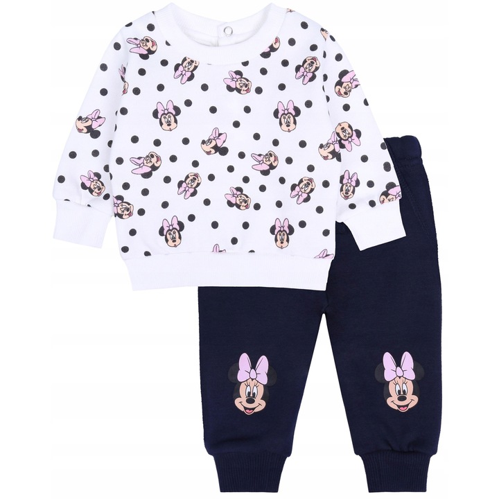 Compleu fete Disney, cu Imprimeu Minnie Mouse, 2 Piese, Poliester/Bumbac, Multicolor, 74 CM