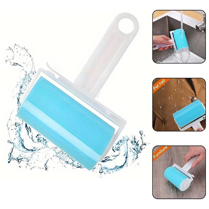 Rola CCmax Albastra pentru Indepartarea Scamelor, Parului de Animale de pe Haine si Mobilier, Reutilizabila, Adeziva, Lavabila