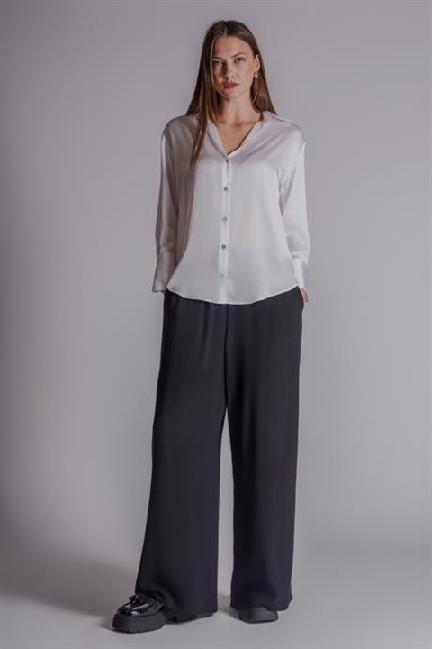 Pantaloni dama Braccas cu talie elastica si buzunare laterale, negru, Negru