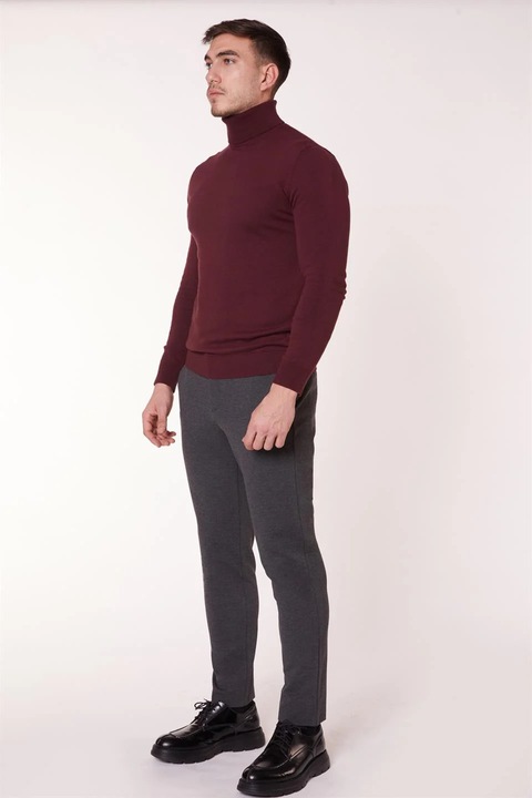 Pantaloni barbati Slim Fit cu talie semi-elastica si buzunar spate cu fermoar Braccas Antracit 36