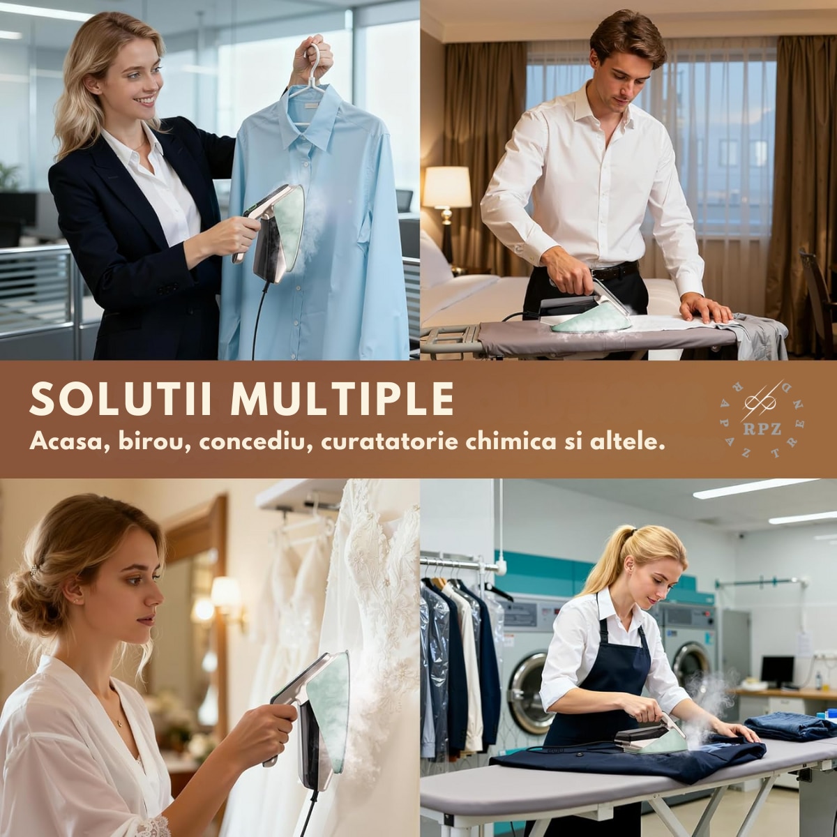 Fier de calcat cu abur RAPAZ Nano PRO 2400W, jet turbo 200 g/min, afisaj LED 5 moduri, Calcare Verticala si Orizontala, talpa ceramica, rezervor detasabil 350 ml, alb-verde