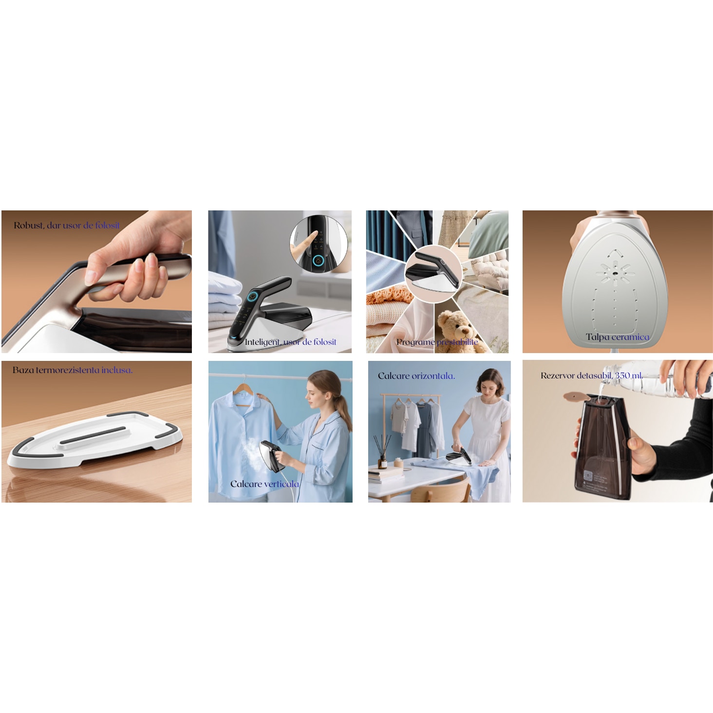 Fier de calcat cu abur RAPAZ Nano PRO 2400W, jet turbo 200 g/min, afisaj LED 5 moduri, Calcare Verticala si Orizontala, talpa ceramica, rezervor detasabil 350 ml, alb-verde