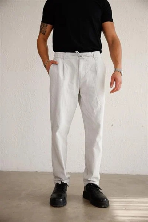 Pantaloni barbati Braccas gri, relaxed fit, bumbac si in, S