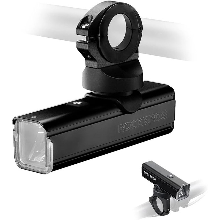 Rockbros LED kerékpárlámpa, 1000 lumen, IPX6 vízálló, fekete