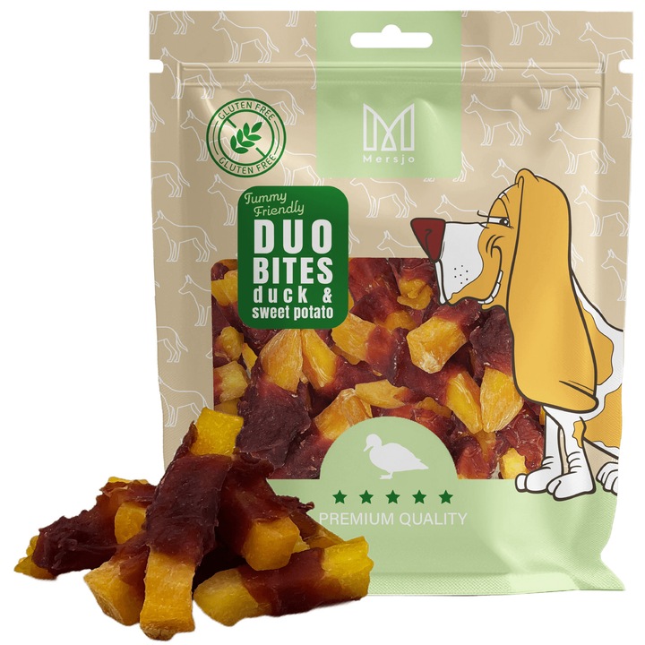 Recompensa pentru caini Duo Flavors – Rata cu Cartof Dulce Mersjo 200g