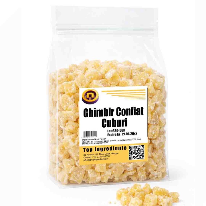 Кандиран джинджифил на кубчета – Интензивен аромат, леко пикантно-сладък вкус 1кг