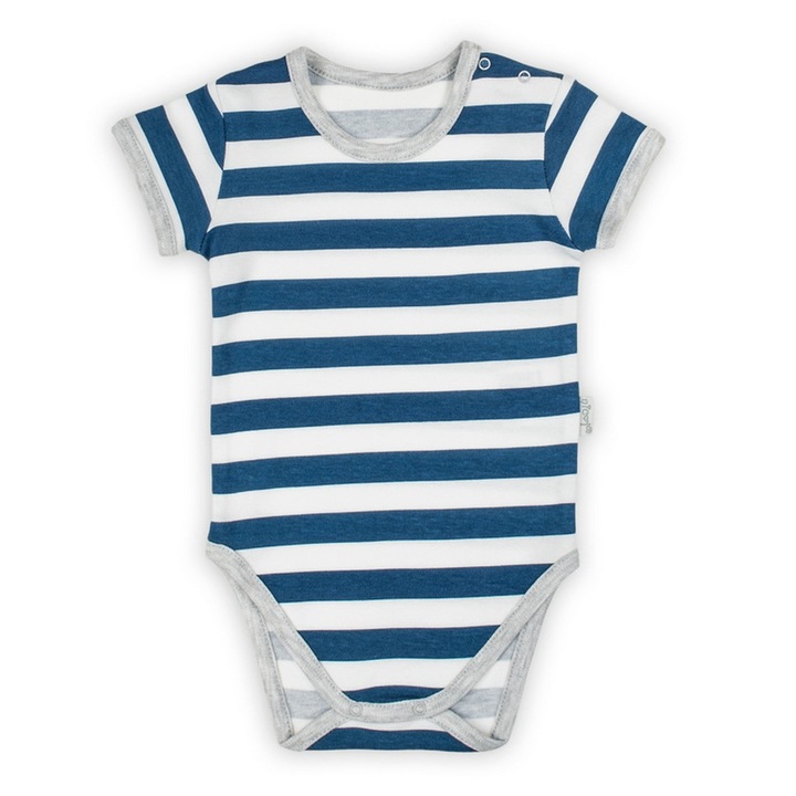 Csíkos pamut body, NICOL, fiú, tengerészkék, 68 cm