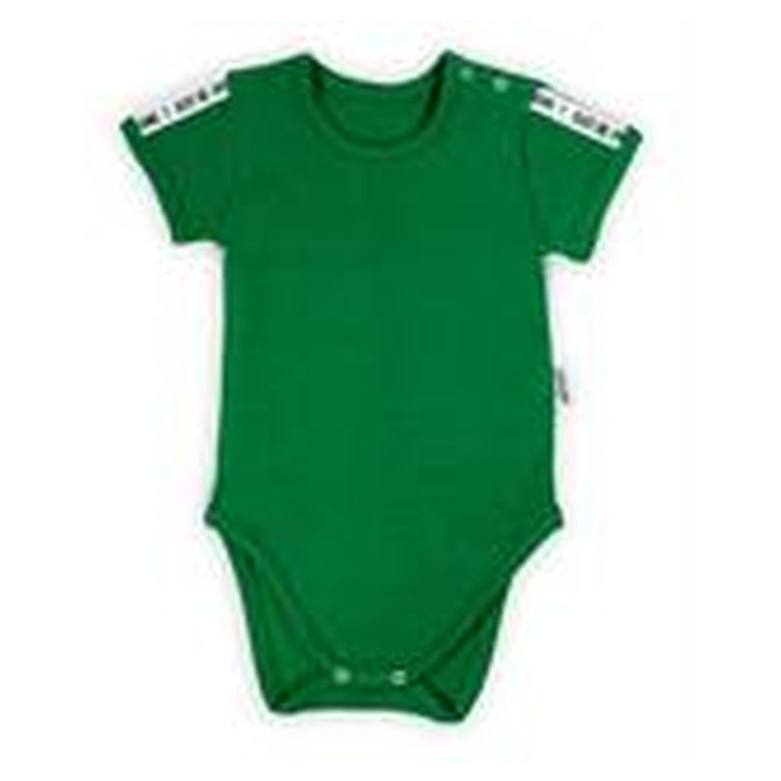 NICOL zöld pamut body, rövid ujjú, 68 cm