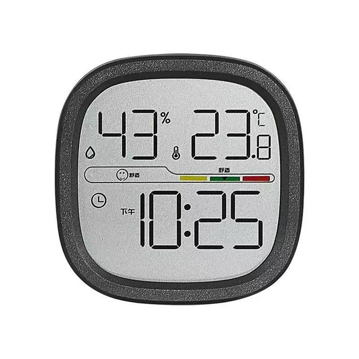 Декоративен часовник, цифрово радио, LCD дисплей, черен, стенен монтаж