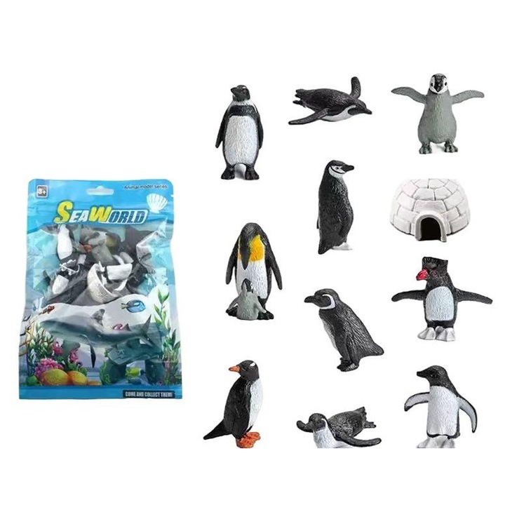 Комплект фигурки полярни животни, 10 части, когнитивни играчки за деца, многоцветни