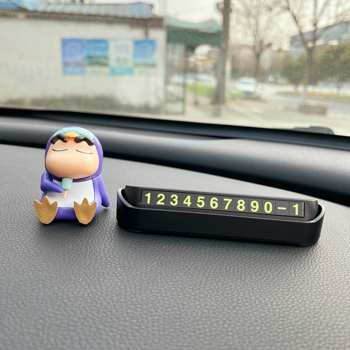 Placuta de parcare temporara cu pietre pretioase, placuta de deplasare ascunsa din aliaj de aluminiu, decor placuta auto, placuta de telefon pcadou pentru sotia soferului, pinguin