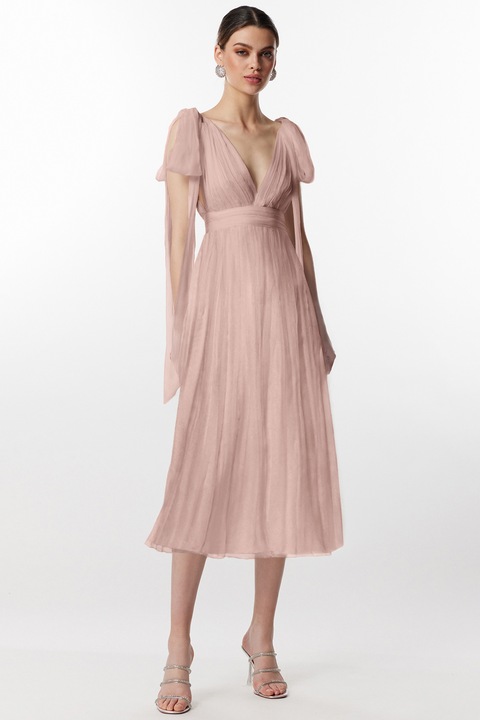 Rochie Framboise Mirko midi din matase roz XS