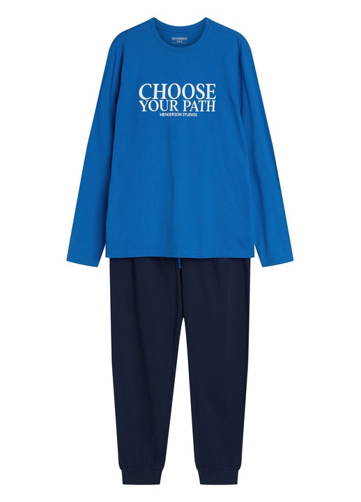 Pijamale confortabile si confortabile pentru barbati, cu un design modern in nuante de albastru si albastru marin, Loop Henderson, Albastru turcoaz