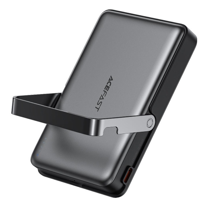 Baterie Externa cu incarcare wireless Acefast M17-10000, Port USB-C, 10000mAh, 22.5W, LED, Stativ incorporat, Negru