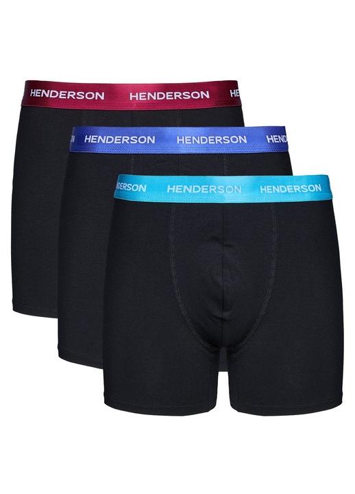 Boxeri barbati, Henderson, set de 3 perechi, lungi, negri, XL