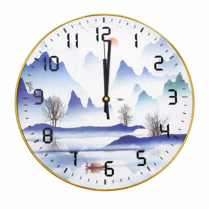 Ceas rotun peisaj montan, 30 cm