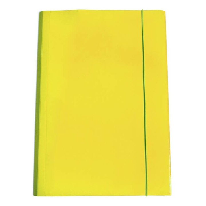 Mapa carton plastifiat cu elastic, Galben, set 5 bucati