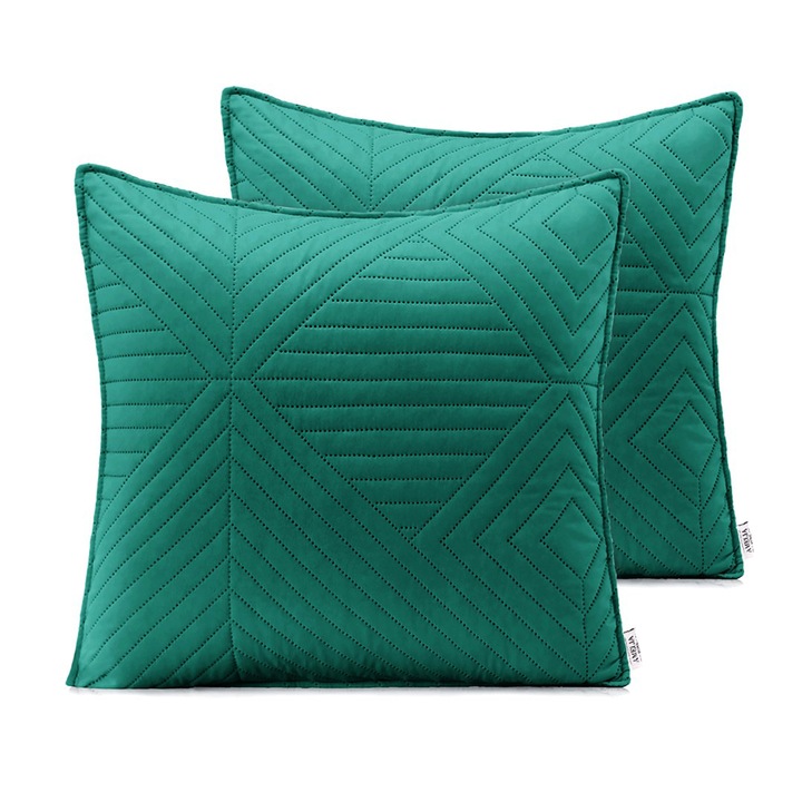 Set 2 huse perne decorative matlasate stil modern, Softa, 70 g/m2, 45 x 45 cm, Verde