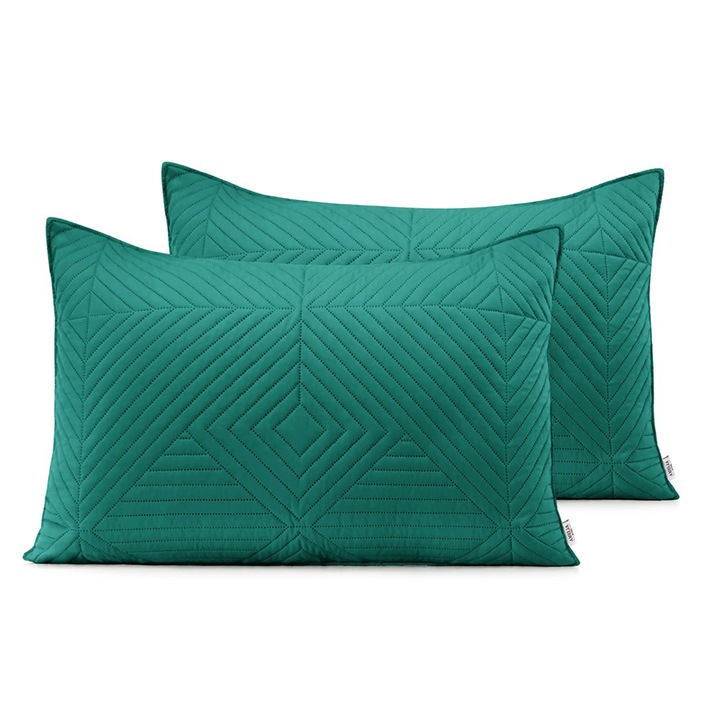 Set 2 huse perne decorative matlasate stil modern, Softa, 70 g/m2, 50 x 70 cm, Verde