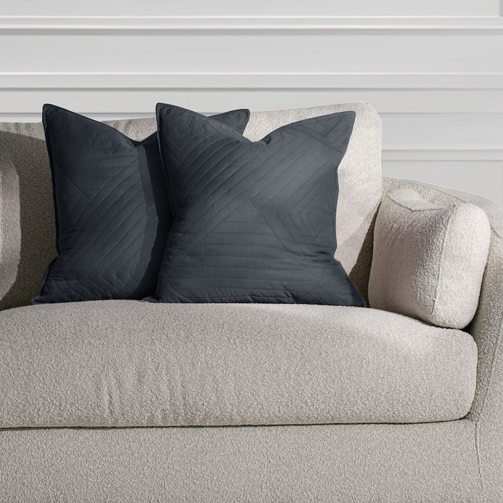 Set 2 huse perne decorative matlasate stil modern, Softa, 70 g/m2, 45 x 45 cm, Gri inchis