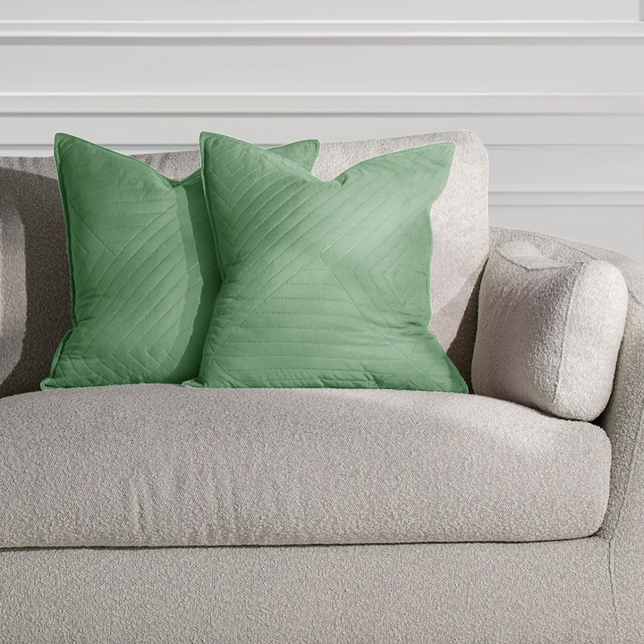 Set 2 huse perne decorative matlasate stil modern, Softa, 70 g/m2, 50 x 70 cm, Verde jad