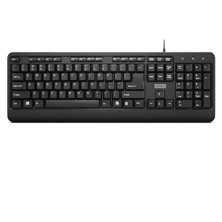 Клавиатура Lenovo 160, кабелна, USB-A черна