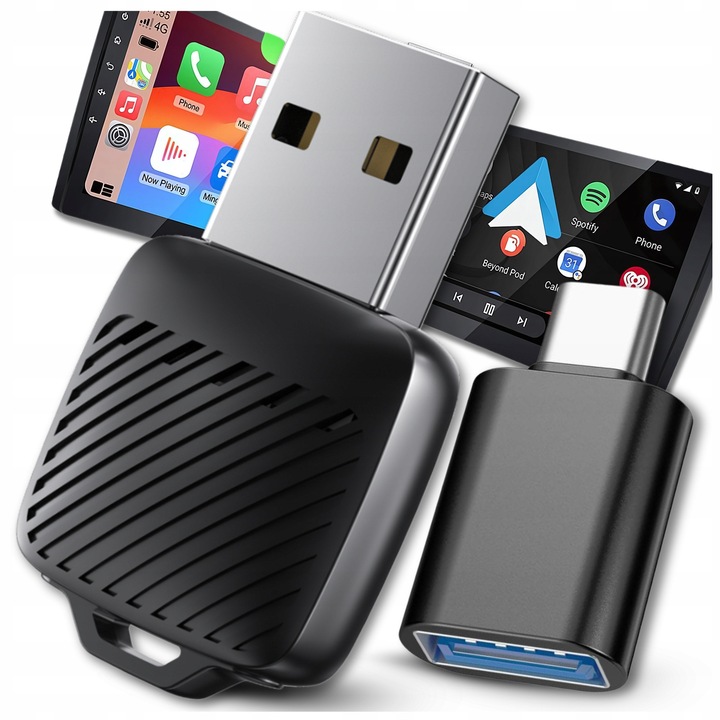 Adaptor wireless 2 in 1, Slayo, CF91, mini, -, carplay, android auto, wifi, bluetooth, negru, setul include: adaptor, adaptor usb-a->usb-c, material ABS, ultracompact, plug & play, conexiune stabila, reconectare automata, actualizari OTA