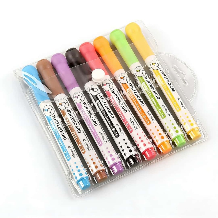 Stilul magnetic de tabla alba, 8 bucati, stilou de tabla alba, potrivit pentru tabla alba, programul saptamanal, tabla de sticla, scoala, birou, uz casnic